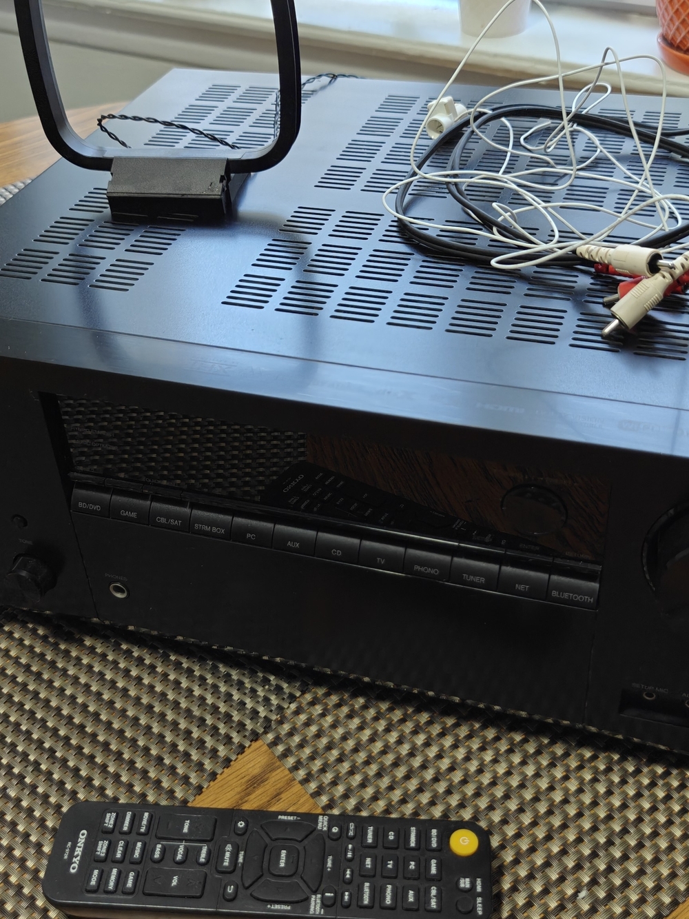 Black Home Audio Receiver with Remote - Bluetooth & Multiple Inputs